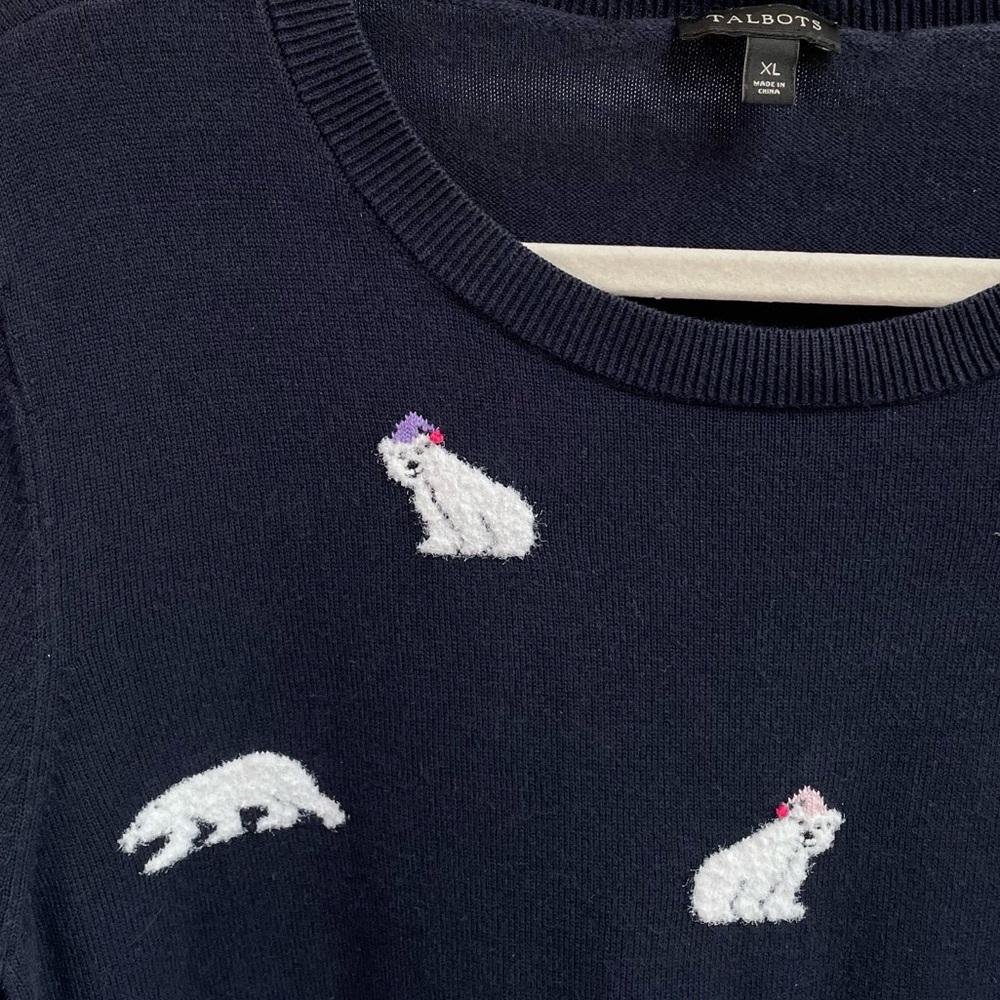 Talbots Black Sweater with Polar Bear Design - Picture 4 of 8